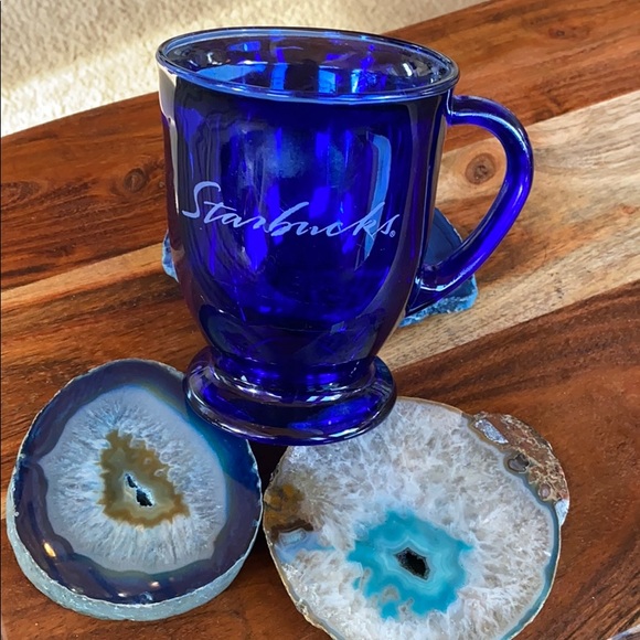 Cobalt Blue Starbucks glass coffee cup - Picture 3 of 5